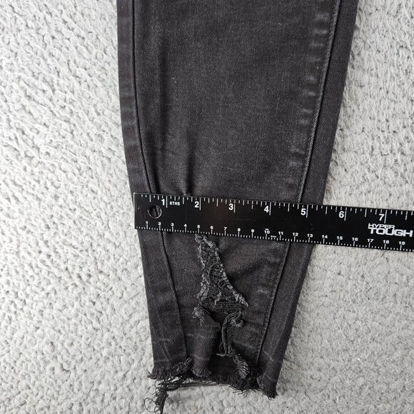 KanCan Jeans Womens 27 Black Distressed High Rise Skinny Raw Hem Stretch Denim - Picture 12 of 16